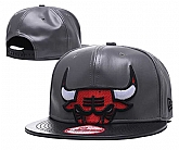 Bulls Team Logo Gray Leather Adjustable Hat GS,baseball caps,new era cap wholesale,wholesale hats